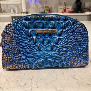 Brahmin Blue and Orange Embossed Cosmetic Case